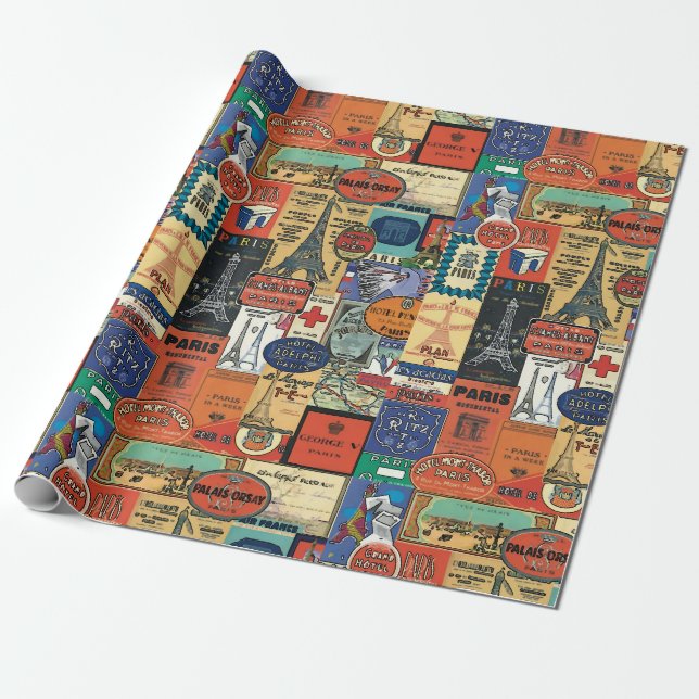 Papel De Regalo Stckers de París (Desenrollado)