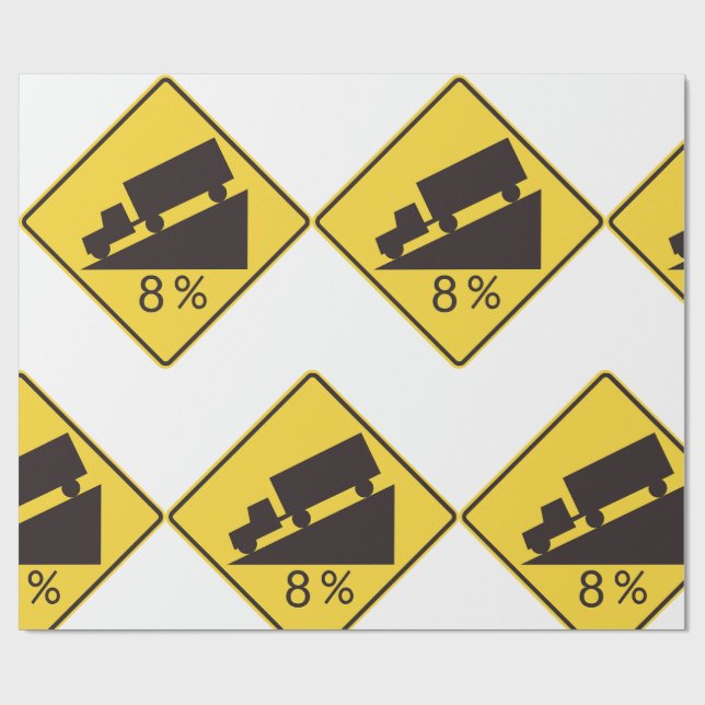 Papel De Regalo Steep Grade Traffic Sign Trucking Hauling Caution (Superficie plana)