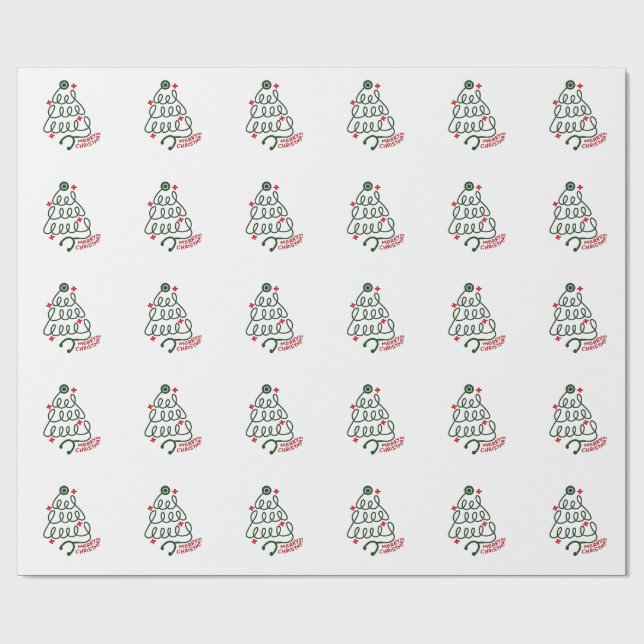 Papel De Regalo Stethoscope Árbol de Navidad enciende grietas de E (Superficie plana)