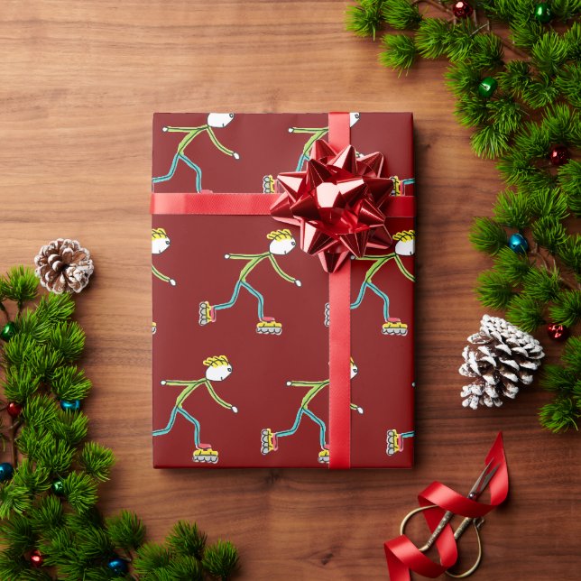 Papel De Regalo Stickman de patinaje en línea (Regalo de vacaciones)