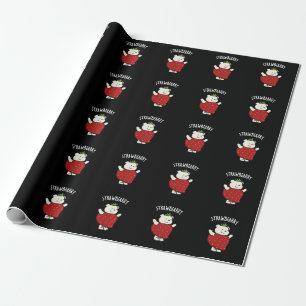 Papel De Regalo Strawbeary Funny Strawberry Bear Pun Dark BG