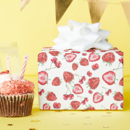 Papel De Regalo Strawberry Baby Shower Berry Red