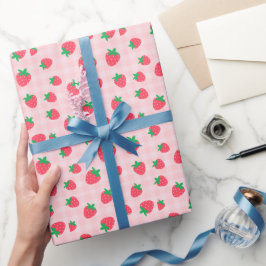 Papel De Regalo Strawberry Pink Berry Pattern First Baby Birday