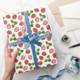 Papel De Regalo Strawberry Wrapping Paper - White