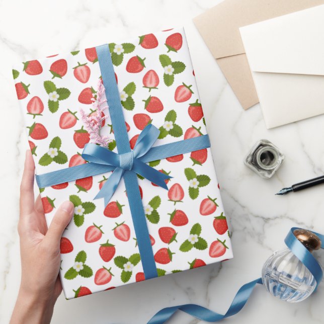 Papel De Regalo Strawberry Wrapping Paper - White (Regalar)