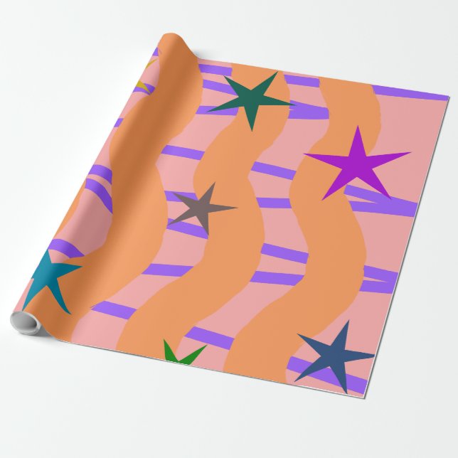 Papel De Regalo Streamers y estrellas (Desenrollado)