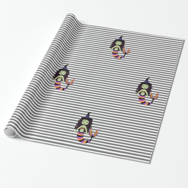 Papel De Regalo Stripe Halloween Mermaid WRAP (Desenrollado)