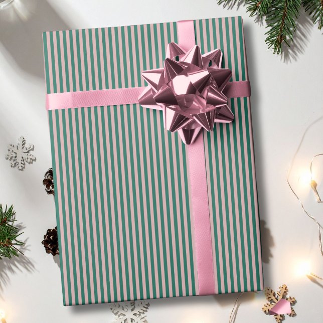 Papel De Regalo Striped Emerald Green Rose Gold Christmas Holiday  (Subido por el creador)