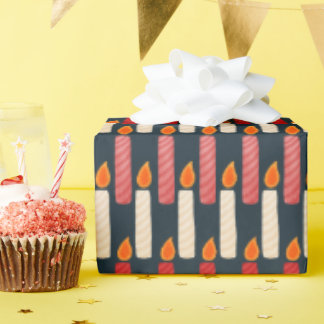 Papel De Regalo Striped Festive Candle Holiday Wrapping Paper
