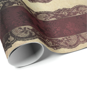 Papel De Regalo Stripes Gold Red Burgundy Lace Maroon Royal