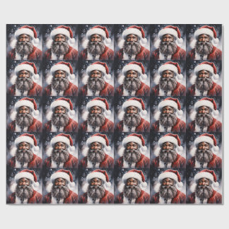 Papel De Regalo Strong Black Santa Melanin Chrismas Claus Men