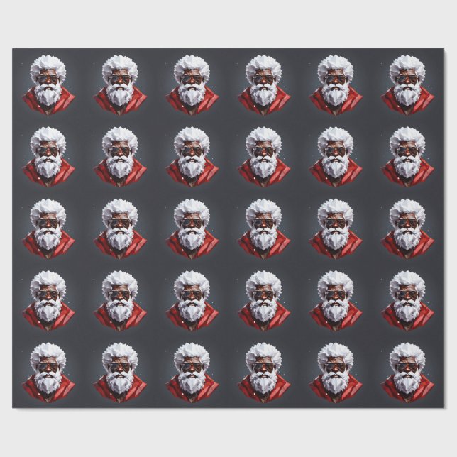 Papel De Regalo Strong Black Santa Melanin Chrismas Claus Men  (Superficie plana)