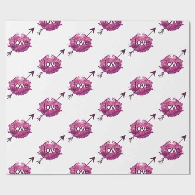 Papel De Regalo "Struck by Love" Cupid's Arrow Gift Wrap (Superficie plana)