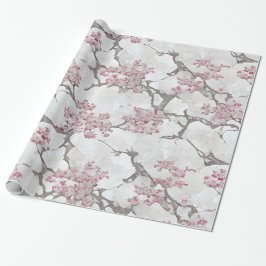 Papel De Regalo Stunning Pink and Silvery Cherry Blossoms Print