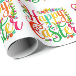 Papel De Regalo Stylish Colorful Floral Happy Easter