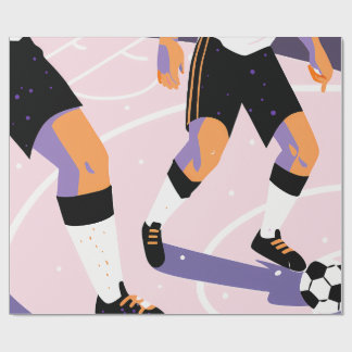 Papel De Regalo Stylized Football Players Dribbling a Soccer Ball