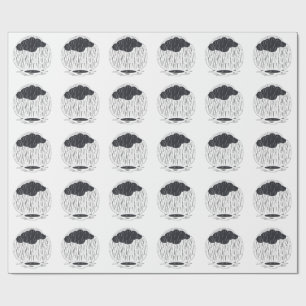 Papel De Regalo Stylized Rain Cloud with Falling Rain and Puddle