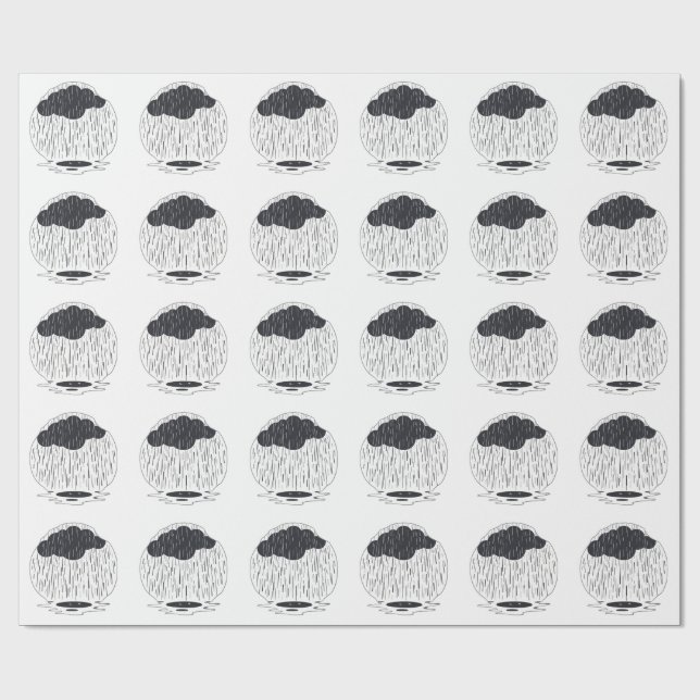 Papel De Regalo Stylized Rain Cloud with Falling Rain and Puddle (Superficie plana)