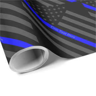 Papel De Regalo Su gráfico negro fino de la bandera de Blue Line