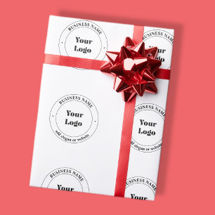 Papel De Regalo Su logotipo comercial y texto promocional Blanco
