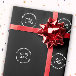 Papel De Regalo Su logotipo o imagen y texto editable Negro y bl