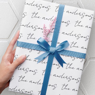 Papel De Regalo Su nombre familiar Patrón blanco y negro