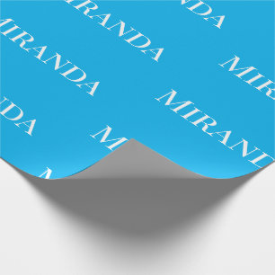 Papel De Regalo Su nombre Script Bonito Ocean Blue