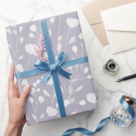 Papel De Regalo Suave Flor de Lavanda Patrón Floral Blanco