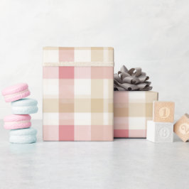 Papel De Regalo Suave patrón de cuadros gingham rosa beige románti