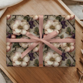 Papel De Regalo Suave patrón de jardín floral vintage crema románt
