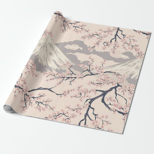 Papel De Regalo Suave patrón escénico de Mount Fuji Sakura Rosa