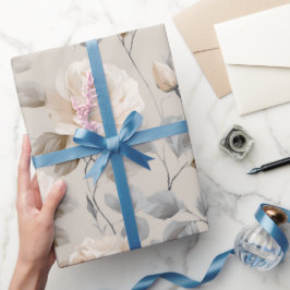 Papel De Regalo Suave patrón floral beige rosa blanca