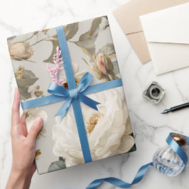 Papel De Regalo Suave patrón floral beige rosa blanca