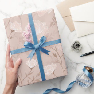 Papel De Regalo Suave patrón floral beige rosa neutro