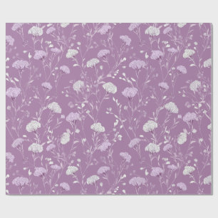 Papel De Regalo Suave patrón floral blanco lavanda púrpura
