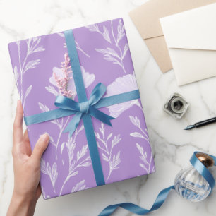 Papel De Regalo Suave patrón floral blanco lavanda púrpura