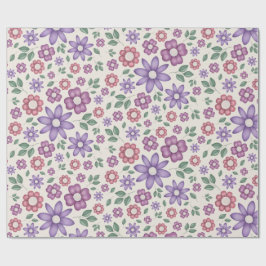 Papel De Regalo suave patrón floral caprichoso en crema