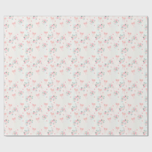 Papel De Regalo Suave patrón floral y de lazo rosa – Romántico y l