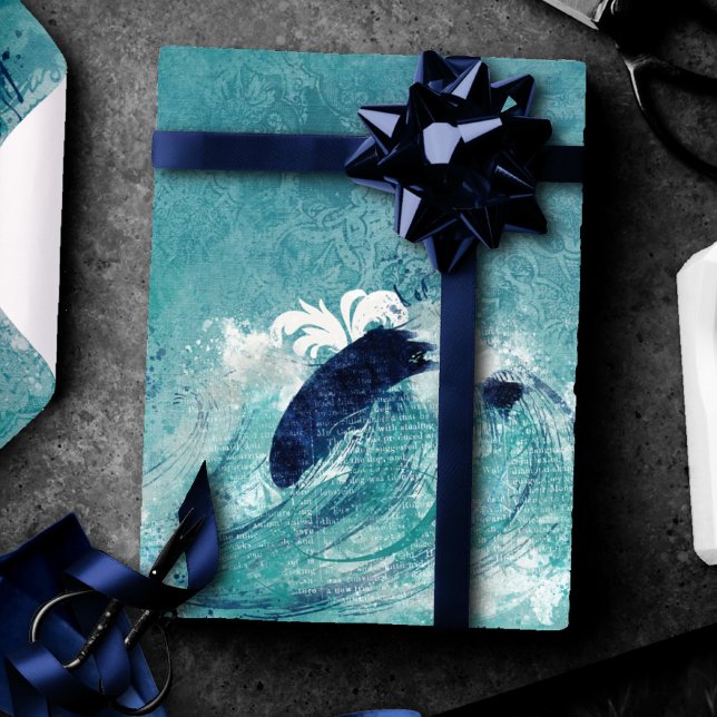 Papel De Regalo Sublimación de ondas | Agua mareal nautica azul-ve (Subido por el creador)