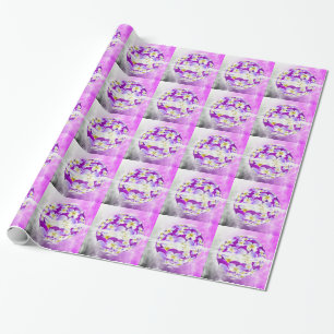 Papel De Regalo Sublime y simple estampado violeta de flores en el
