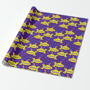 Papel De Regalo Submarinos amarillos personalizan el color de fond