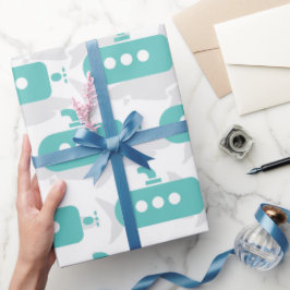 Papel De Regalo Submarinos y tiburones