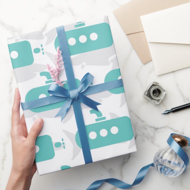 Papel De Regalo Submarinos y tiburones (Regalar)