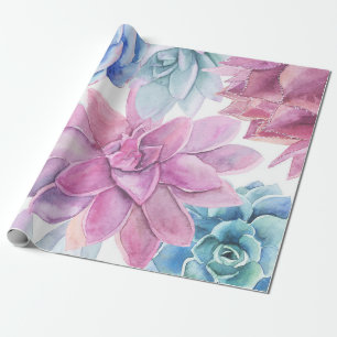 Papel De Regalo Suculentas Moderno Chic Blanco Fiesta Jardín Flora
