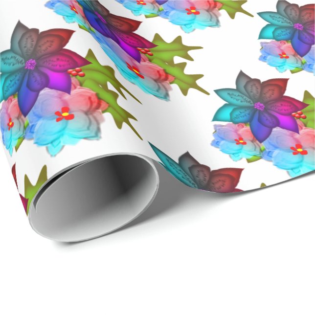 Papel De Regalo Suculento floral de Navidades (Esquina del rollo)