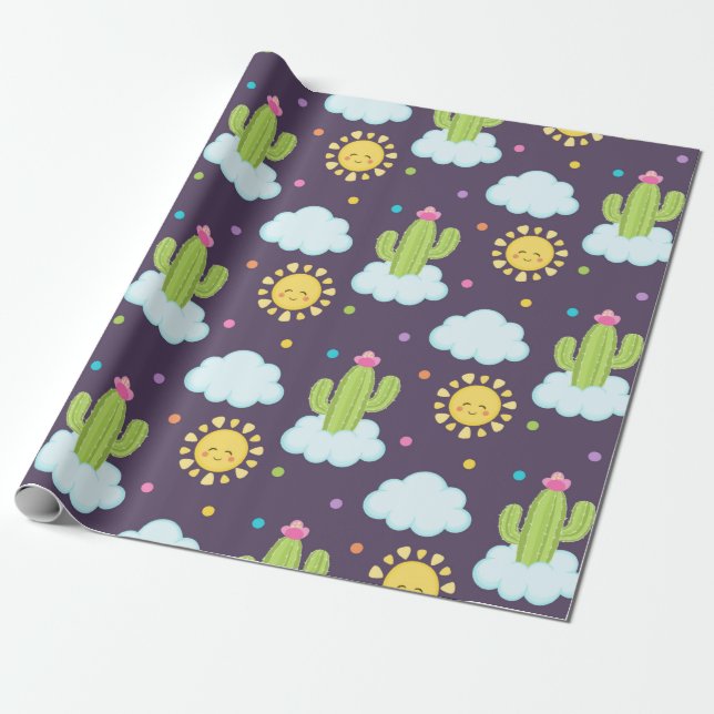 Papel De Regalo Suculento Heaven Baby Shower (Desenrollado)