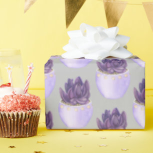 Papel De Regalo Suculento morado