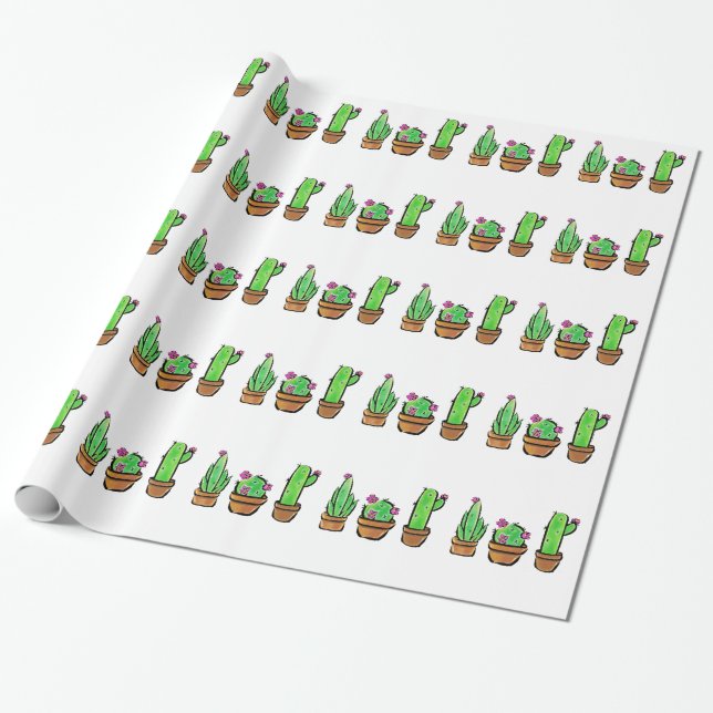 Papel De Regalo Suculentos Cactus cacti del suroeste (Desenrollado)
