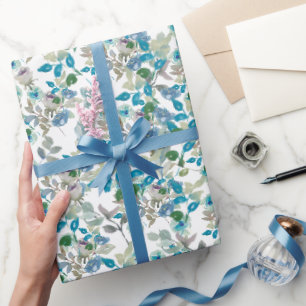 Papel De Regalo Sucursal de Rosas florales de color blanco en toda