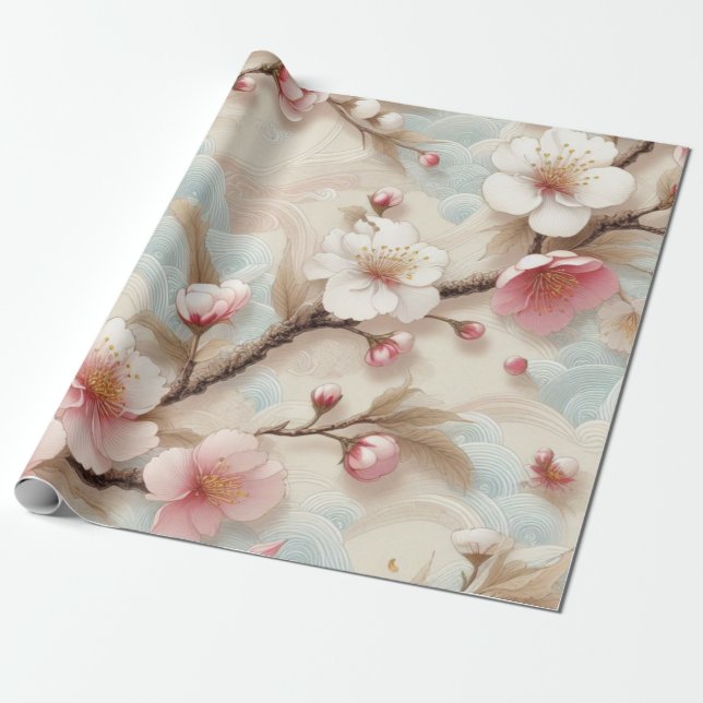 Papel De Regalo Sucursales de Apple Blossom (Desenrollado)
